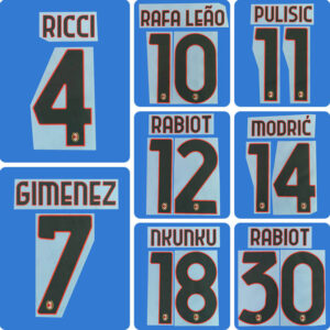 Football Idol Numbers 2026-27 AC Milan Away Football Jersey Number RAFA LEAO Team numbers and names MODRIC