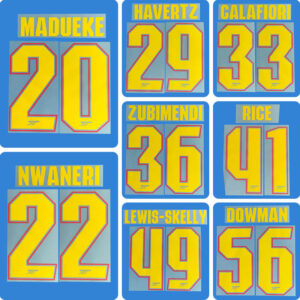 Football Idol Numbers 2026-27 Arsenal Away MADUEKE Football Jersey Number NWANERI Team numbers and names RICE