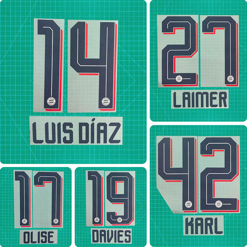 Football Idol Numbers 2026-27 Bayern Munich Away Football Jersey Number LUIS DIAZ Team numbers and names OLISE