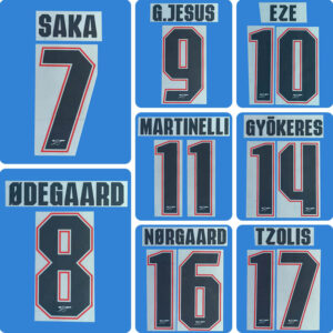Football Idol Numbers 26-27 Arsenal Away SAKA Football Jersey Number EZE Team numbers and names MARTINELLI