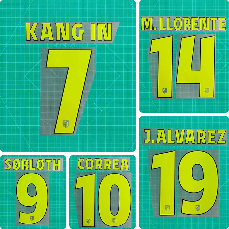 Football Idol Numbers 26-27 Atletico Madrid Away Football Jersey Number CORREA Team numbers and names J. ALVAREZ