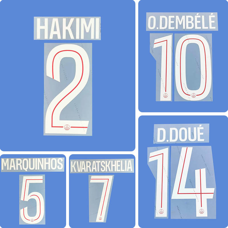 Football Idol Numbers 2025-26 PSG Paris Home Football Jersey Number O.DEMBELE Team numbers and names HAKIMI