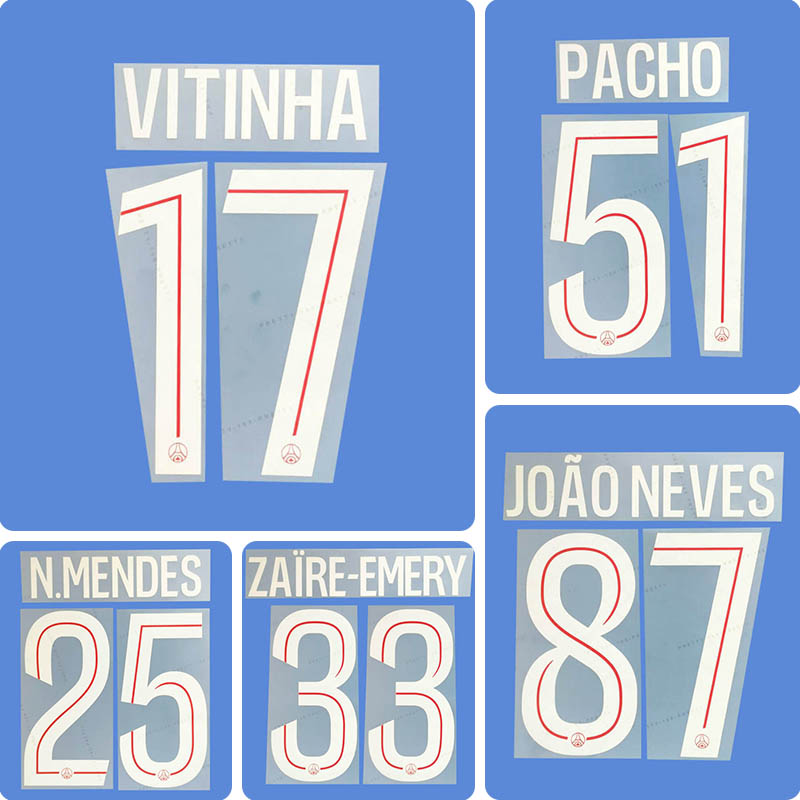 Football Idol Numbers 2025-26 PSG Paris Home Football Jersey Number VITINHA Team numbers and names ZAIRE-EMERY