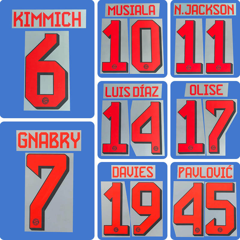 Football Idol Numbers 2026-27 Bayern Away II GNABRY Football Jersey Number MUSIALA Team numbers and names N.JACKSON